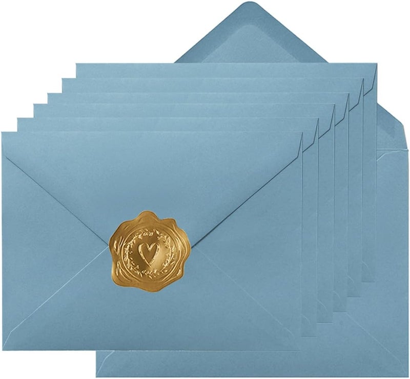 Toperd 100 Pieces A6 Envelopes Colorful 4x6 Envelopes with Gold Stickers for Greeting Cards, Birthday, Weddings, Baby Shower Invitation Cards (Dusty-Blue, 6 1/2 x 4 3/4 Inches) - Image 1